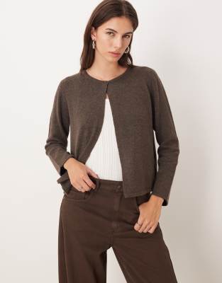 JDY - Strickjacke in Braun mit einem Knopf-Brown