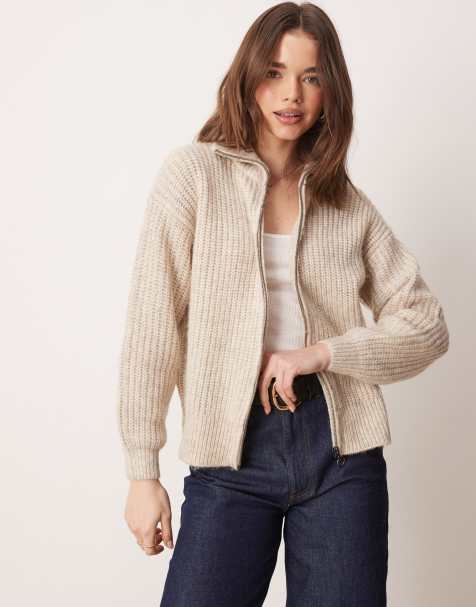 JDY – Strickjacke in Creme mit Reißverschluss - view 1
