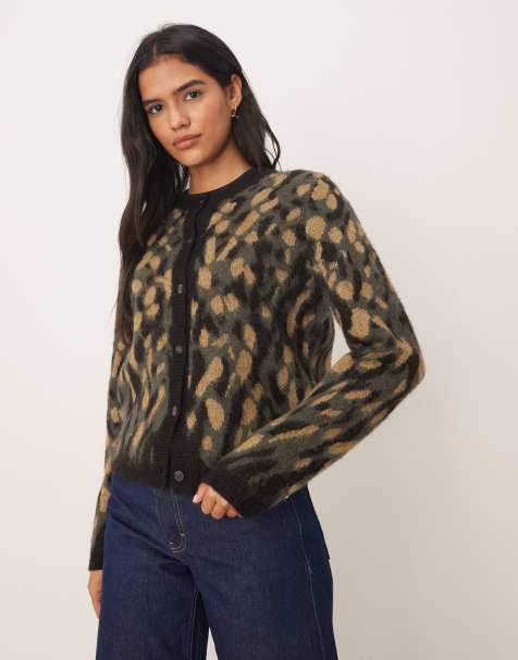 JDY – Strickjacke in Dunkelgrau mit Animalprint - view 1