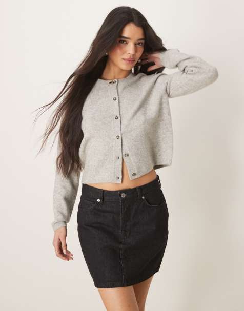 JDY – Strickjacke in Hellgrau mit Wollanteil und Rundhalsausschnitt - view 1