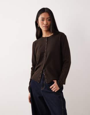 JDY - Strickjacke in Schokobraun-Brown