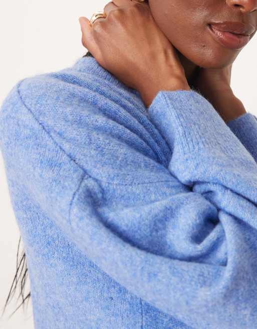 JDY – Strickpullover in Blau mit überschnittenen Schultern, 3 von 4