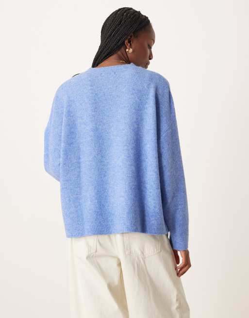 JDY – Strickpullover in Blau mit überschnittenen Schultern, 4 von 4