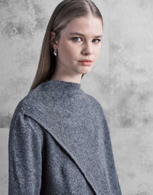 JDY – Strickpullover in Dunkelgrau mit Schaldetail, 4 von 4
