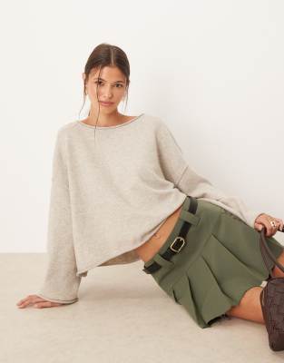 JDY - Strickpullover in Steinbeige mit U-Boot-Ausschnitt-Neutral