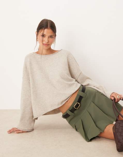 JDY – Strickpullover in Steinbeige mit U-Boot-Ausschnitt - view 1