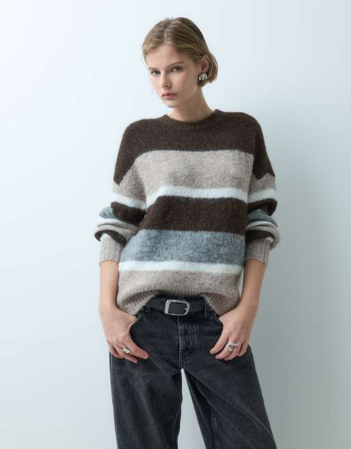 JDY Strickpullover mit braunen Streifen, 4 von 5