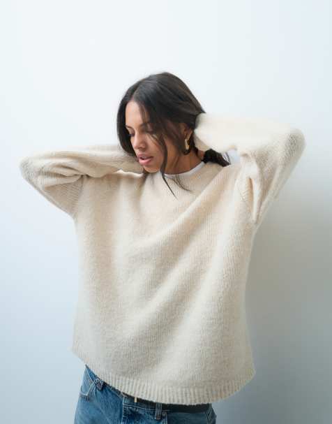 JDY Strickpullover mit überschnittenen Schultern in Beige - view 1