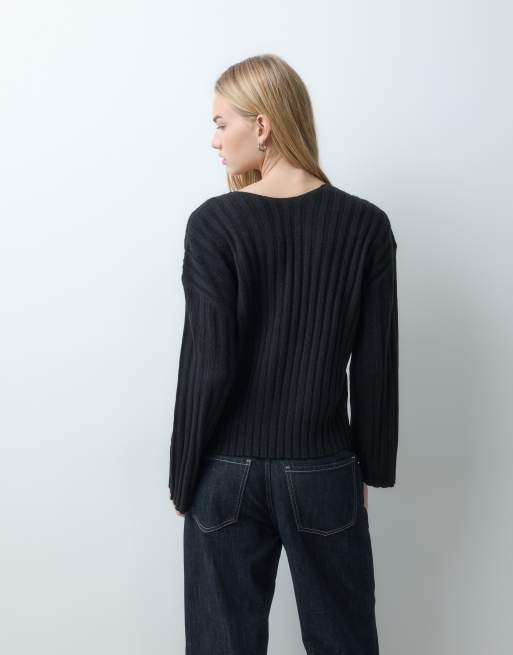 JDY striktrøje med V-hals i sort, 4 af 5