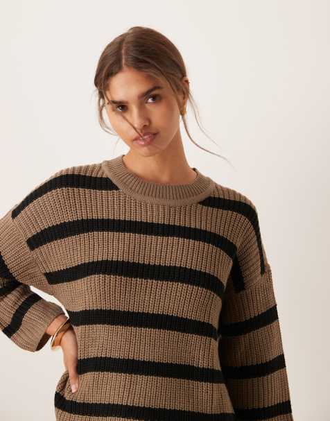 JDY stripe jumper in black and brown - view 1