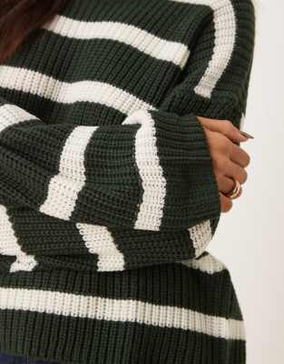 Jdy Striped Sweater In Green