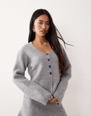 JDY - Strukturierte Strickjacke in Grau, Kombiteil
