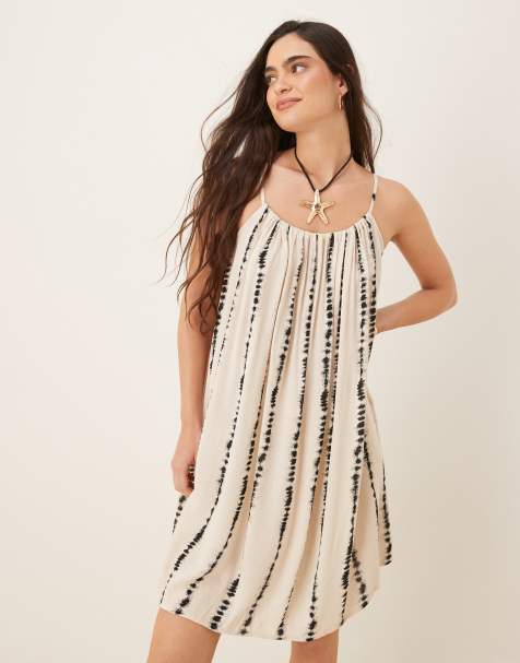 JDY – Strukturiertes, ärmelloses Minikleid in Beige mit abstraktem Muster - view 1