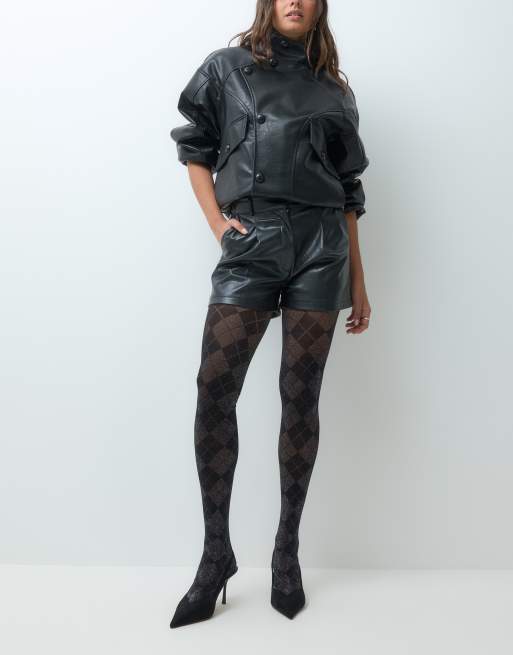 JDY Strumpfhose in Schwarz mit Argyle-Muster, 2 von 5