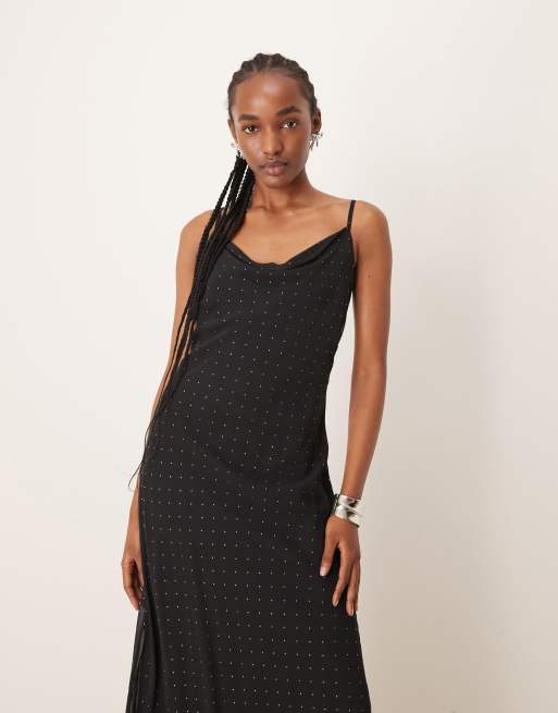 JDY stud details midaxi dress in black ASOS