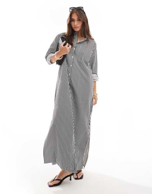 JDY – Sukienka koszulowa maxi w paski