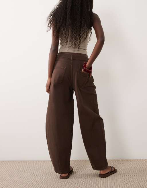 JDY Susie jeans barrel in marrone cioccolato, 3 di 5
