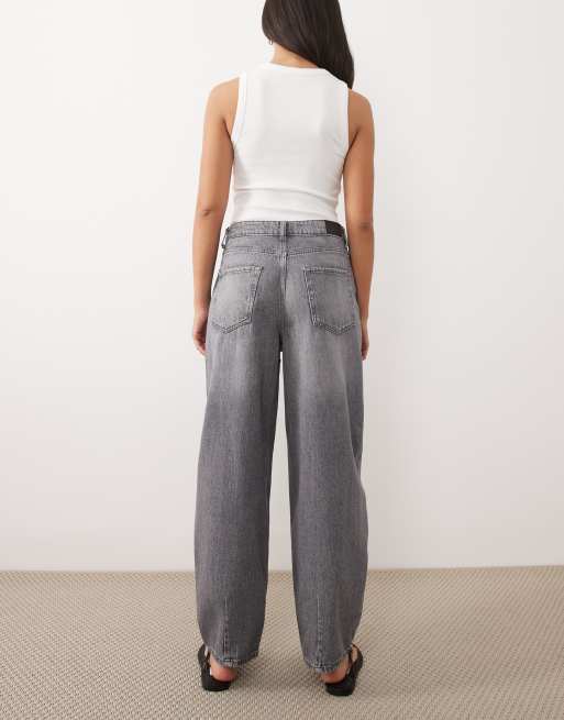 JDY Susie mid waist barrel jeans in gray, 2 of 5