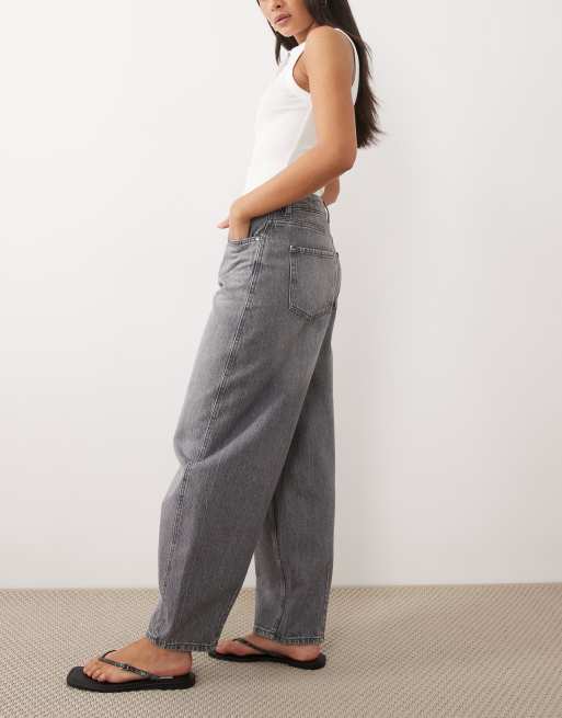 JDY Susie mid waist barrel jeans in gray, 3 of 5