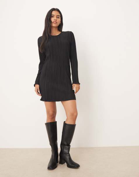 JDY – Svart, plisserad miniklänning med utsvängda ärmar - view 1