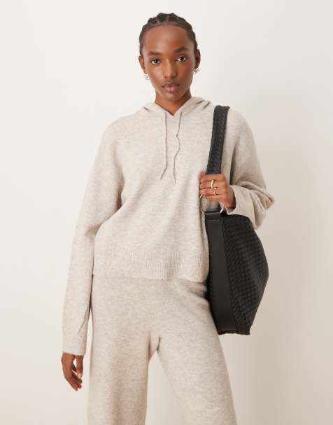 JDY - Sweat à capuche souple en maille - Crème - view 1