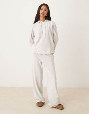 JDY - Sweat-Jogginghose in Hellgrau mit weitem Bein, Kombiteil-Neutral