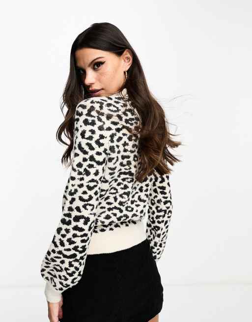 Black and white 2025 leopard print sweater