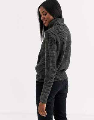 dark grey roll neck jumper