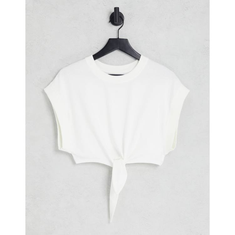 JDY T shirt crop top nou devant Blanc ASOS