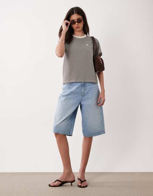 JDY – T-Shirt mit braunen Streifen und Herzprint, 3 von 4