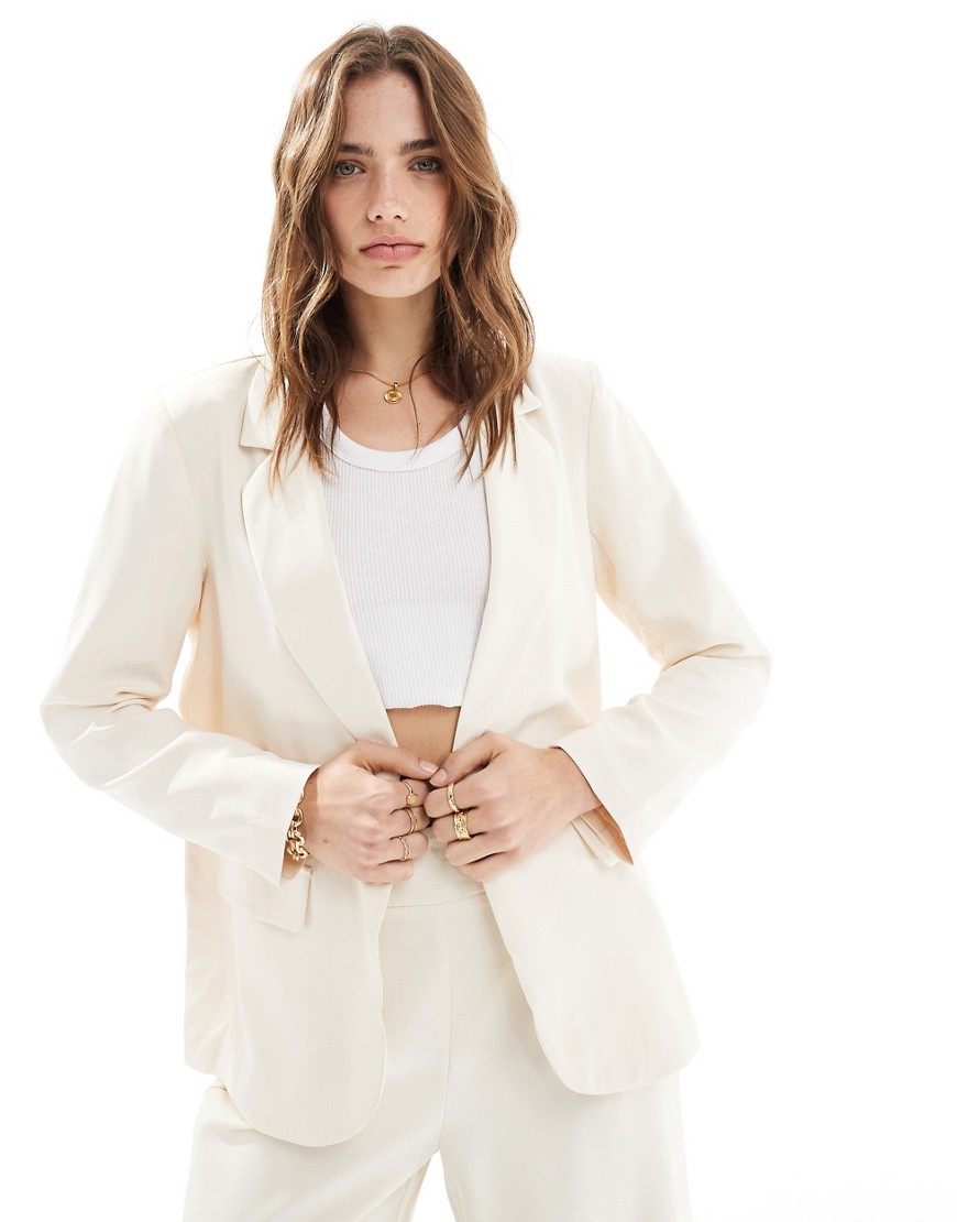 JDY tailored blazer co-ord in cream-White