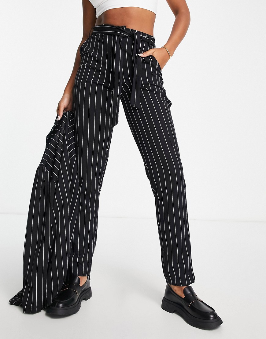JDY tailored cigarette trousers co-ord in black pinstripe