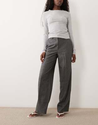 Jdy Tailored High Waist Straight Leg Pants In Gray