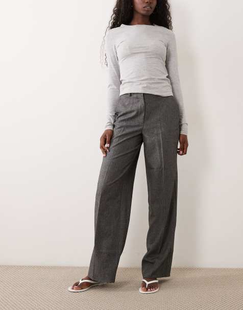 JDY tailored high-waist straight leg pants in dark grey - view 1