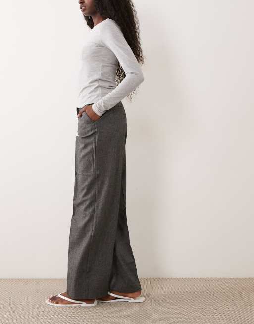 JDY tailored high waist straight leg trousers in dark grey, 2 of 5