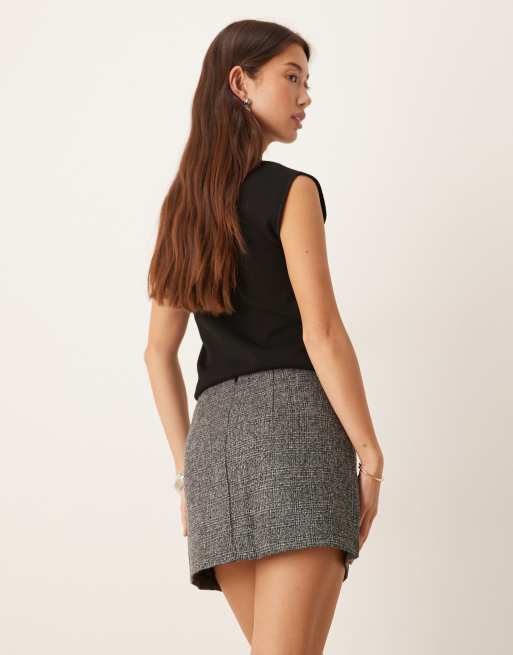 JDY tailored mini skirt in grey check, 4 of 5