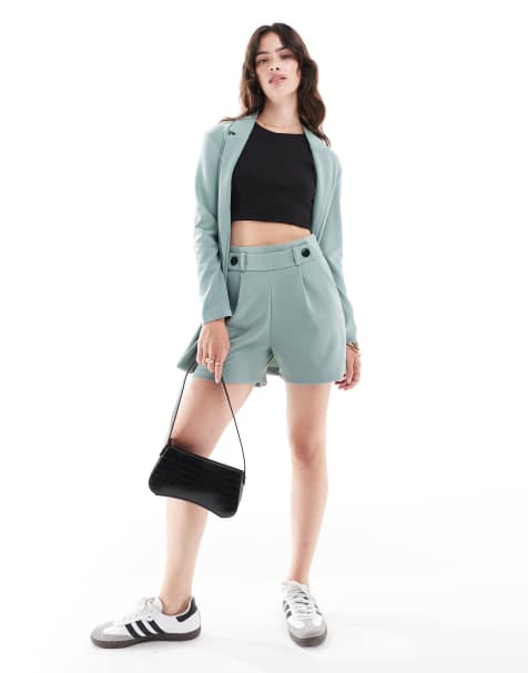 JDY tailored shorts co-ord in teal