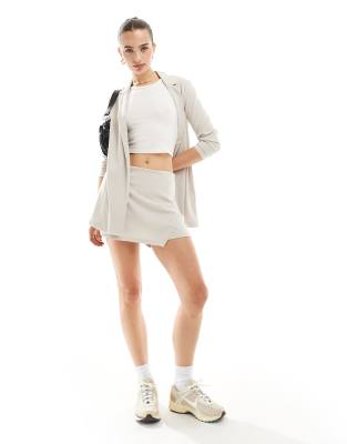 JDY tailored skort co-ord in stone-Neutral