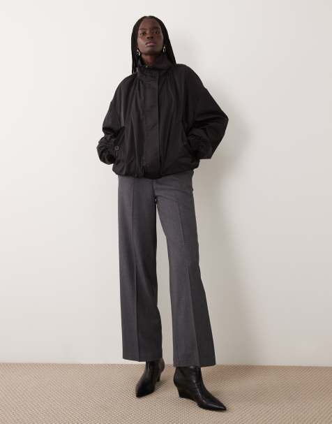 JDY tailored wide leg pants co-ord in dark grey - view 1
