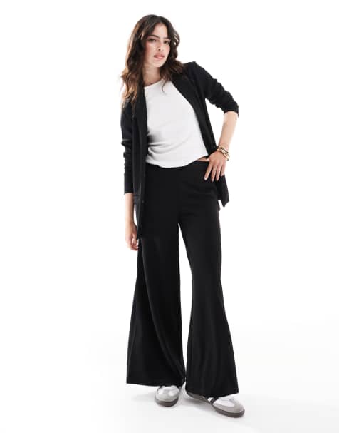 JDY tailored wide leg trousers & blazer co-ord in black - view 1