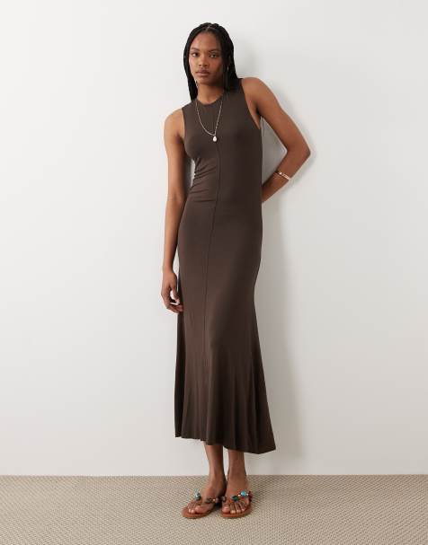 JDY Tall – Ärmelloses Maxikleid in Schokobraun - view 1