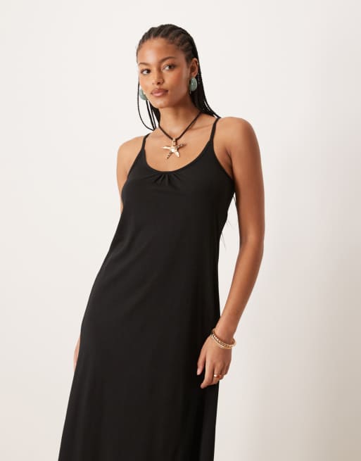 JDY Tall back tie maxi dress in black, 4 of 4