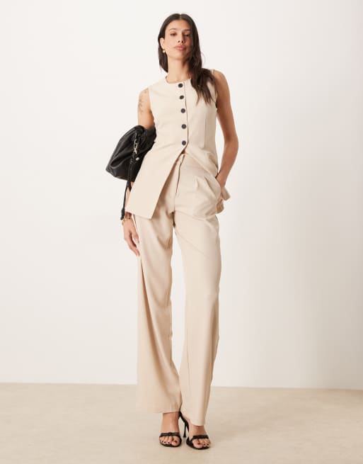 JDY Tall – Beige kostymväst i lång modell med knäppning, del av set, 2 av 4