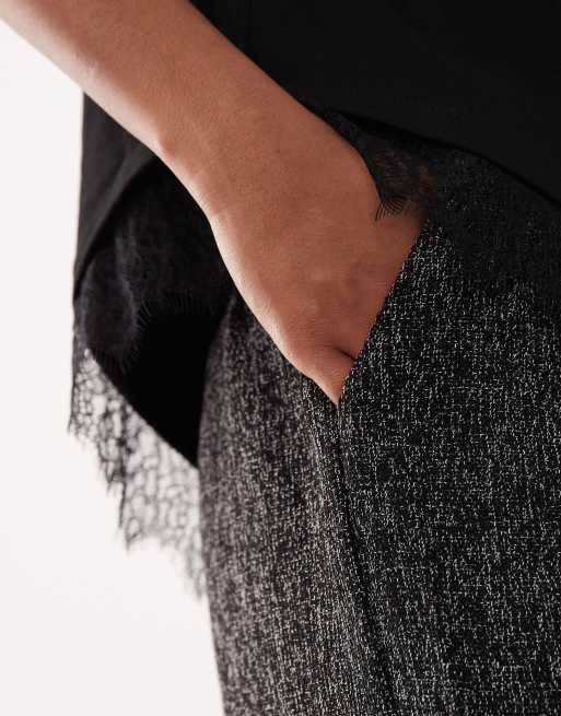 JDY Tall - Bouclé broek met wijde pijpen in zwart, 3 van 5