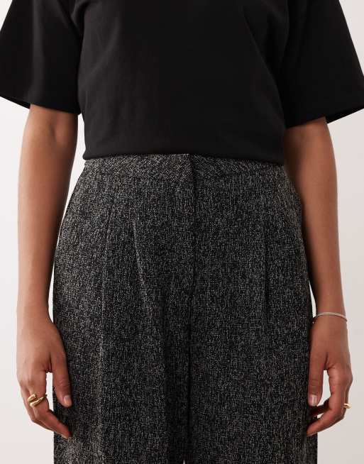 JDY Tall - Bouclé broek met wijde pijpen in zwart, 4 van 5