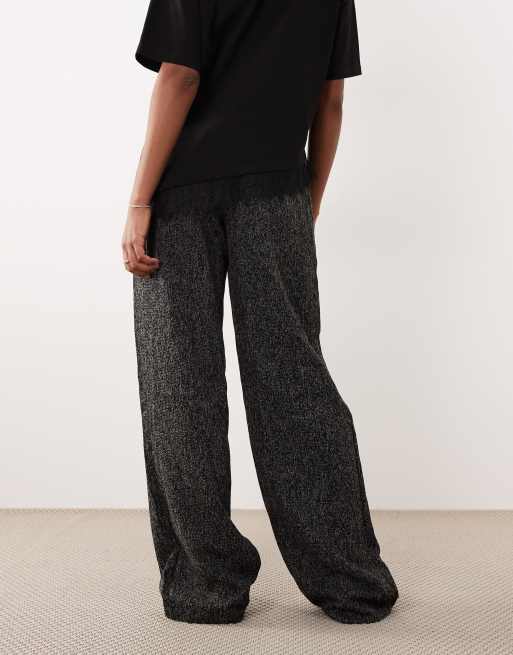 JDY Tall - Bouclé broek met wijde pijpen in zwart, 5 van 5