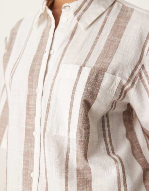 JDY Tall boxy shirt in beige stripes - part of a set, 4 of 4