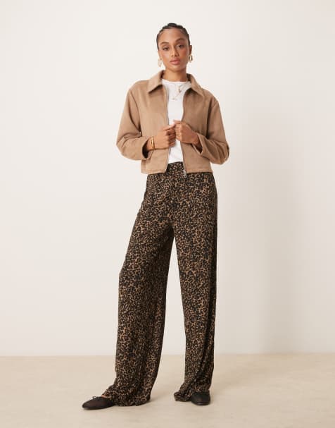 JDY Tall - Bukser med tekstur, vide ben og leopardprint - view 1