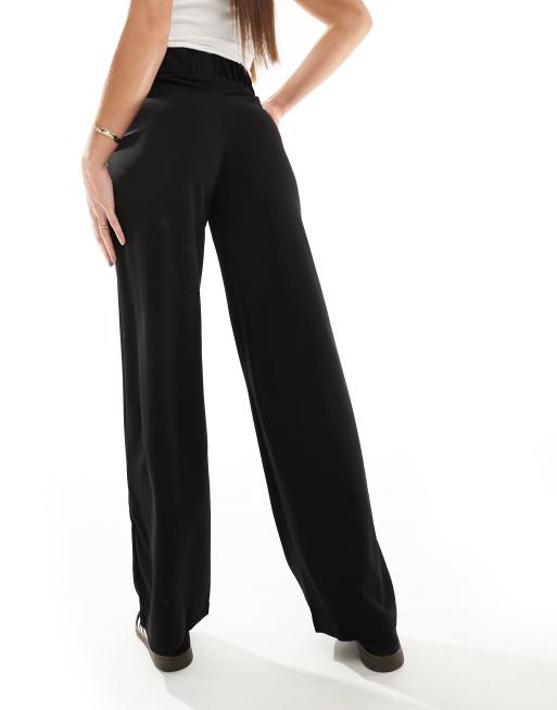 JDY Tall button detail wide leg pants in black ASOS