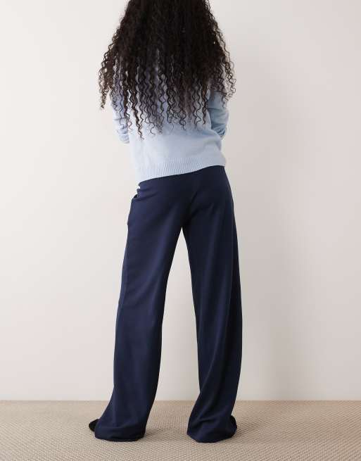 JDY Tall button detailing wide leg dad pants in navy, 5 of 5